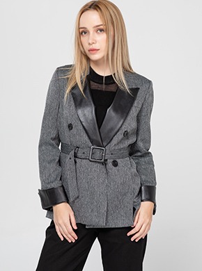 Two-tone Leather Jacket Gray