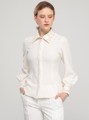 [Star★pick! ]Gold thread blouse Ivory