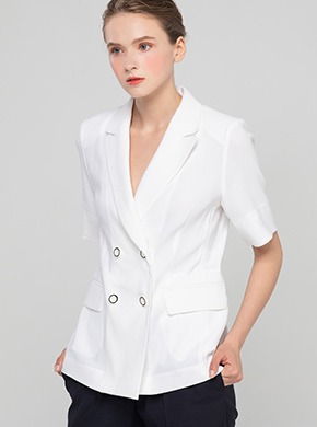 Linen Two-Button Jacket WHITE