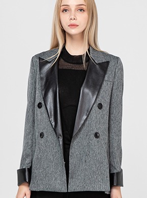 Two-tone Leather Jacket Gray