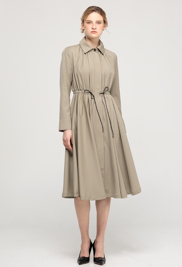 Wool Zip-Up Dress Khaki