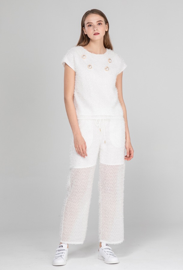 Summer Feather Pants White