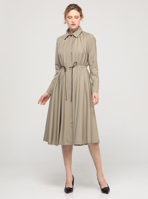 Wool Zip-Up Dress Khaki