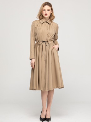 Wool Zip-Up Dress Beige