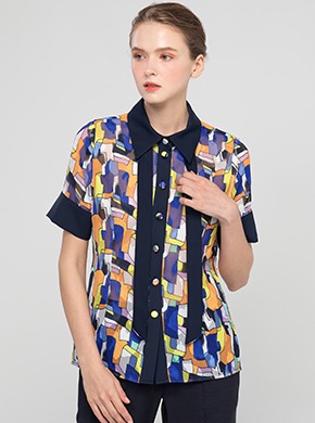 Color printed blouse Navy