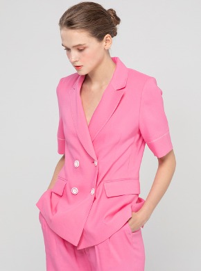 Linen Two-Button Jacket Pink