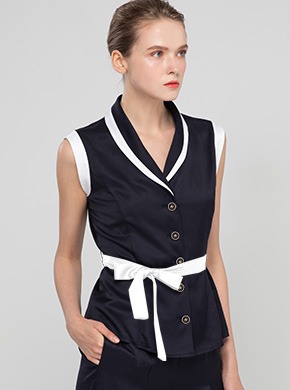 Seeveless colored Blouse Navy